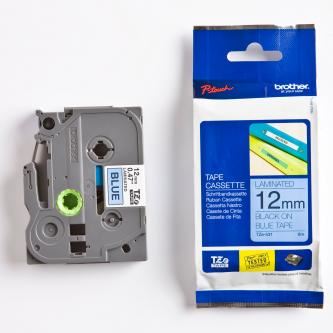 Páska do štítkovače Brother TZe-531, 12mm, černý tisk/modrý podklad, originál