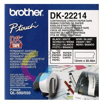 Role papírová Brother 12mm x 30.48m, bílá, 1 ks, DK22214, pro tiskárny štítků 1
