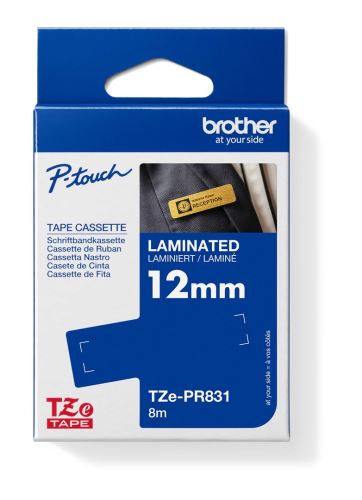 Páska Brother TZe-PR831, černý tisk/zlatý podklad, lamino, originál