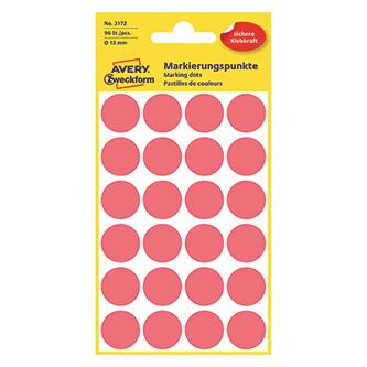 Etikety na ruční popis kolečko průměr 18 mm - světle červené - 3172