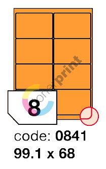 Samolepící etikety Rayfilm Office 99,1x68 mm 300 archů, fluo oranžová, R0133.0841D 1