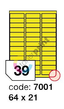 Samolepící etikety Rayfilm Office 64x21 mm 300 archů, fluo žlutá, R0131.7001D 1