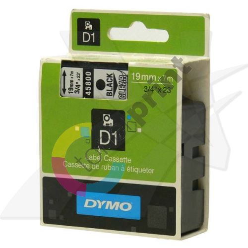 Páska Dymo D1 19mm x 7m, černý tisk/průhledný podklad, 45800, S0720820 1