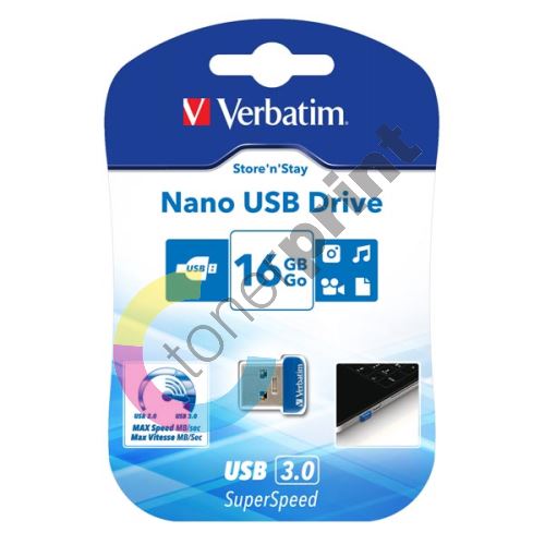 Verbatim Nano Store n Stay 16GB, USB flash disk 3.0, 98709, modrá 1