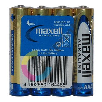 Baterie alkalická, LR-3, AAA, 1.5V, Maxell, folie, 4-pack