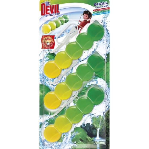 Dr. Devil WC BiColor 5Ball Natur Fresh závěsný blok 3 × 35 g