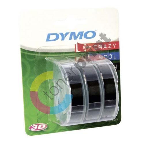 Páska Dymo 9mm x 3m černý podklad, 3D, 1 blistr/3 ks, S0847730 1