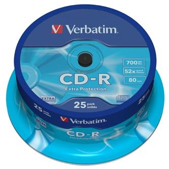 Verbatim CD-R DataLife 700 MB 52× Extra Protection, 25 ks Cake Box – 43432
