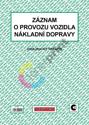 Záznam o provozu vozidla nákladní dopravy stazka A4 ET210, 50 listů