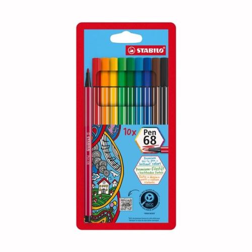 Fixy STABILO Pen 68, 1mm, 10 barev