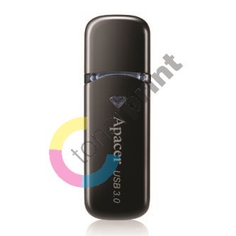 Apacer USB flash disk, USB 3.0, 64GB, AH355, černý, AP64GAH355B-1, USB A, s krytkou
