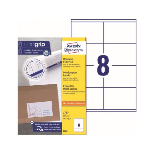 Univerzální etikety AVERY 105x70 mm 100 listů A4 - 3426 1